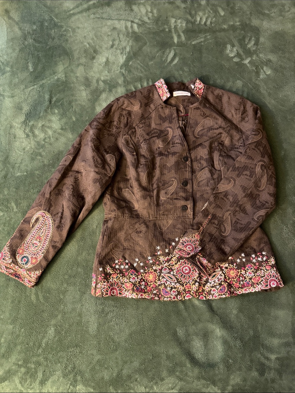 VINTAGE 90’s | Embroidered Paisley Brown Women's Jacket